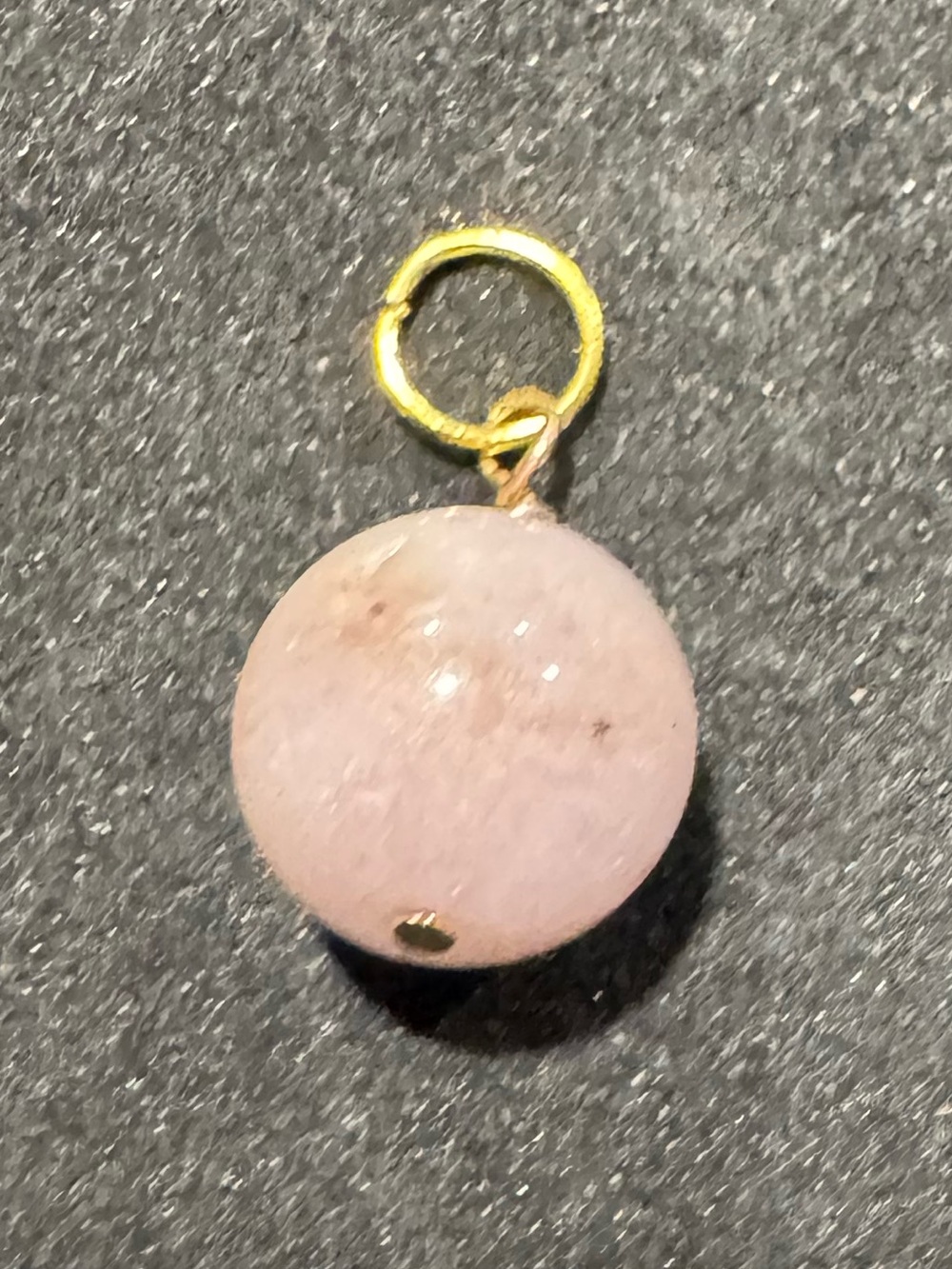 Handmade rose quartz Bead Pendant Charm with Gold Loop